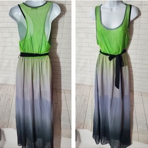 I.Ner Ombre Gren and Blue Sheer Maxi Dress